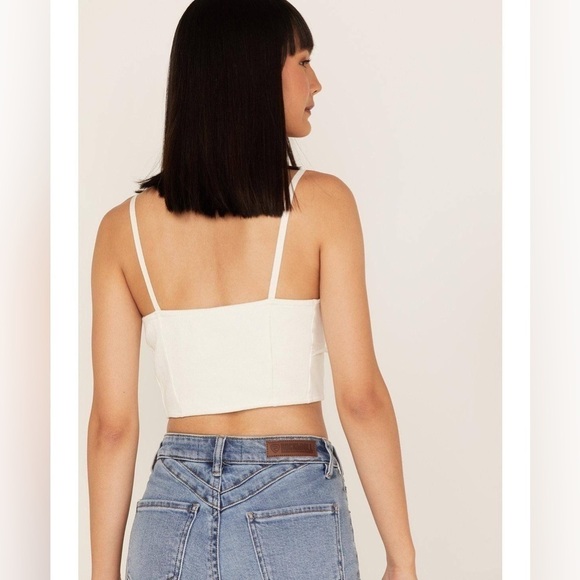 NWT Free People Have My Heart Cropped Tank Painted White - Picture 2 of 14